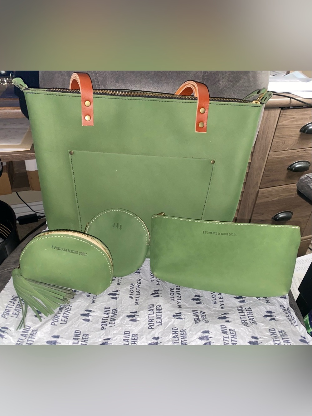 Portland Leather Succulent Tote with Tan Handles